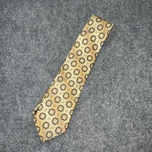 Stacy Adams Yellow Geometric Pattern Mens Tie Silk Hand Made 70's Eclectic